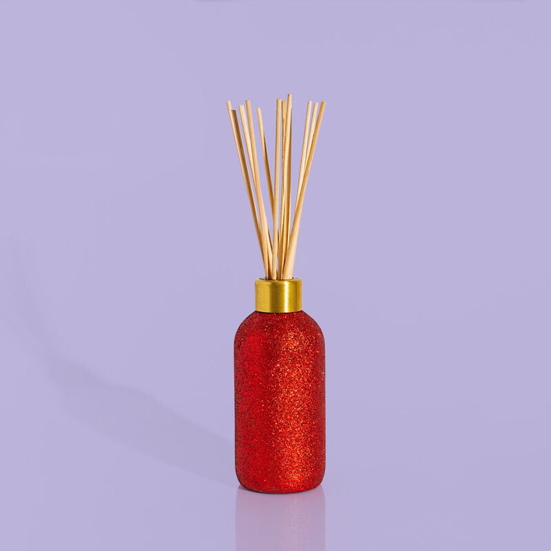 Volcano Glam Reed Diffuser in black glass with a volcano-shaped top.