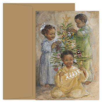Boxed holiday cards with acetate lid featuring full-color base.