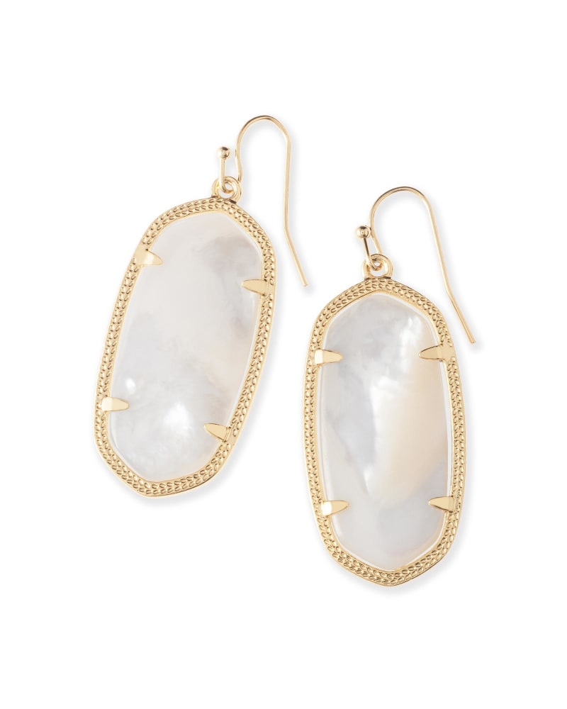 Elle drop earrings in 14k yellow gold over brass with a custom-cut shell design.