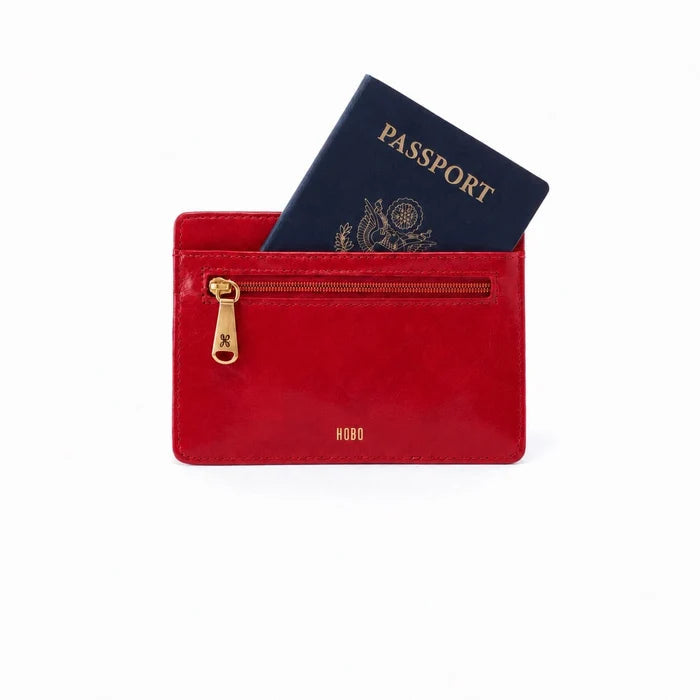 HOBO Euro Slide Card Case in True Red, reverse view