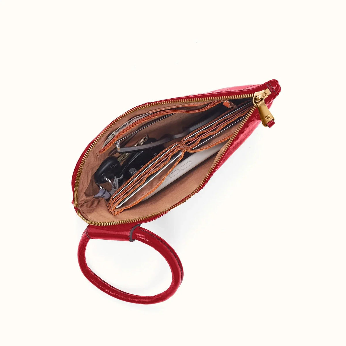 HOBO Sable Wristlet in True Red, interior view