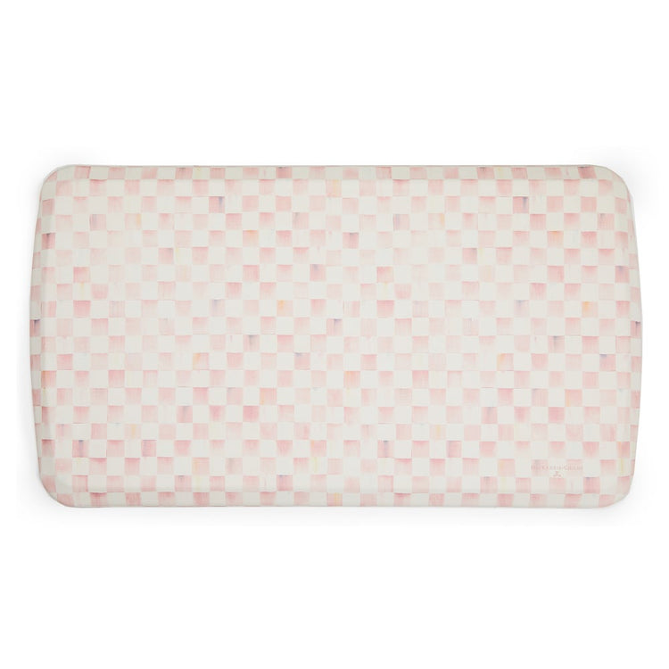 Rectangular Rosy Check Gelpro comfort mat with a pink and white hand-painted checkered pattern.