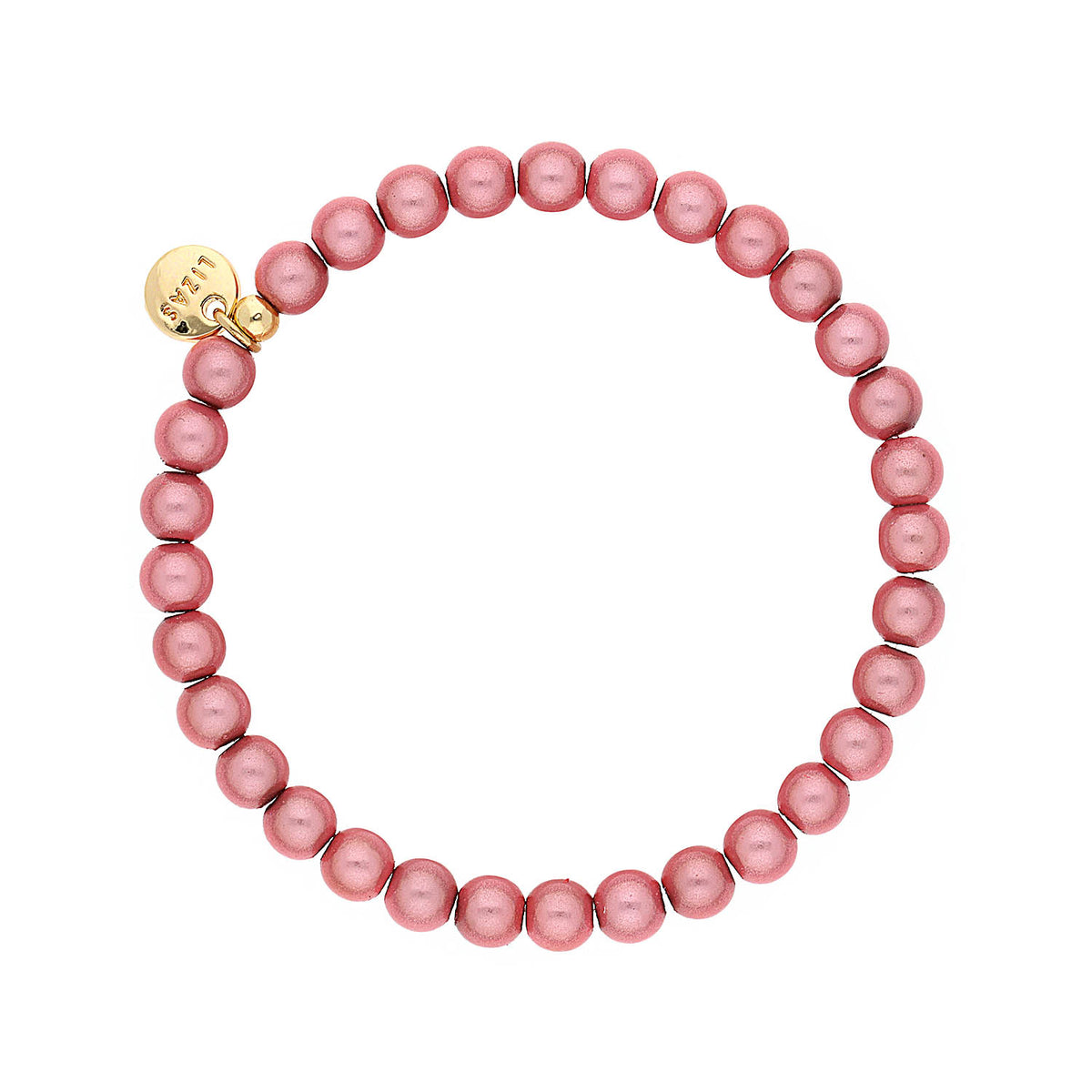 Roundville bracelet featuring a stretchy band with round Czech crystal beads in mixed colors.