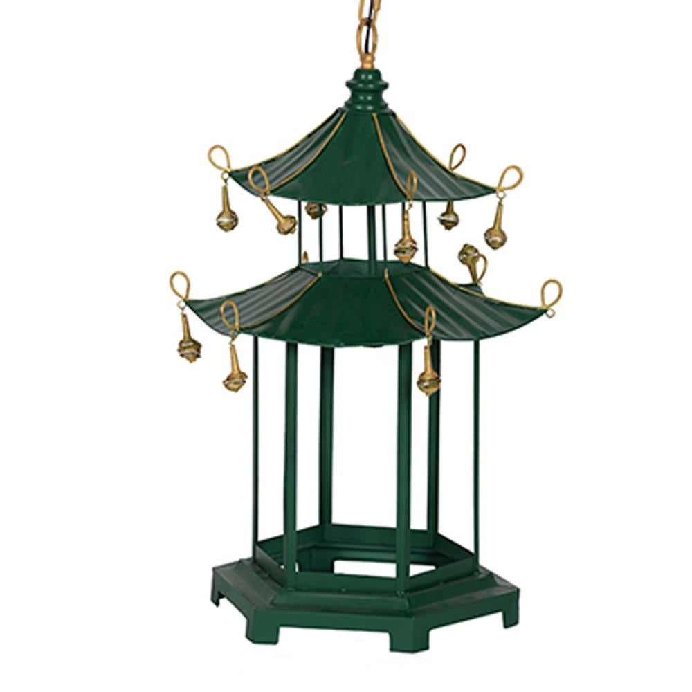 Metal chandelier with a geometric frame structure in neutral tones.
