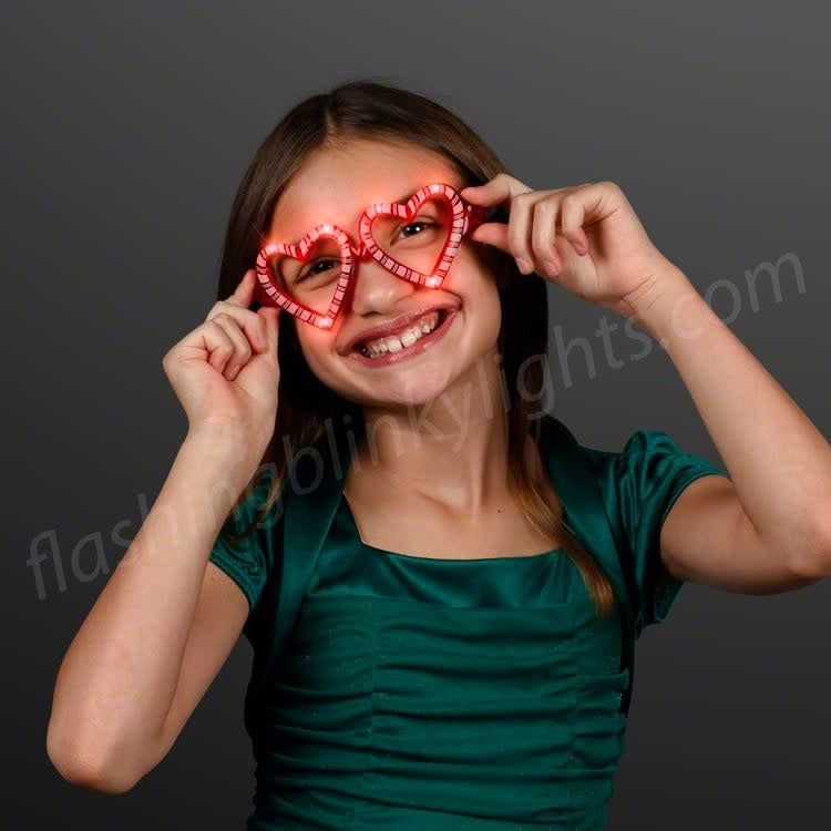 Holiday Hearts Light Up Candy Cane Glasses