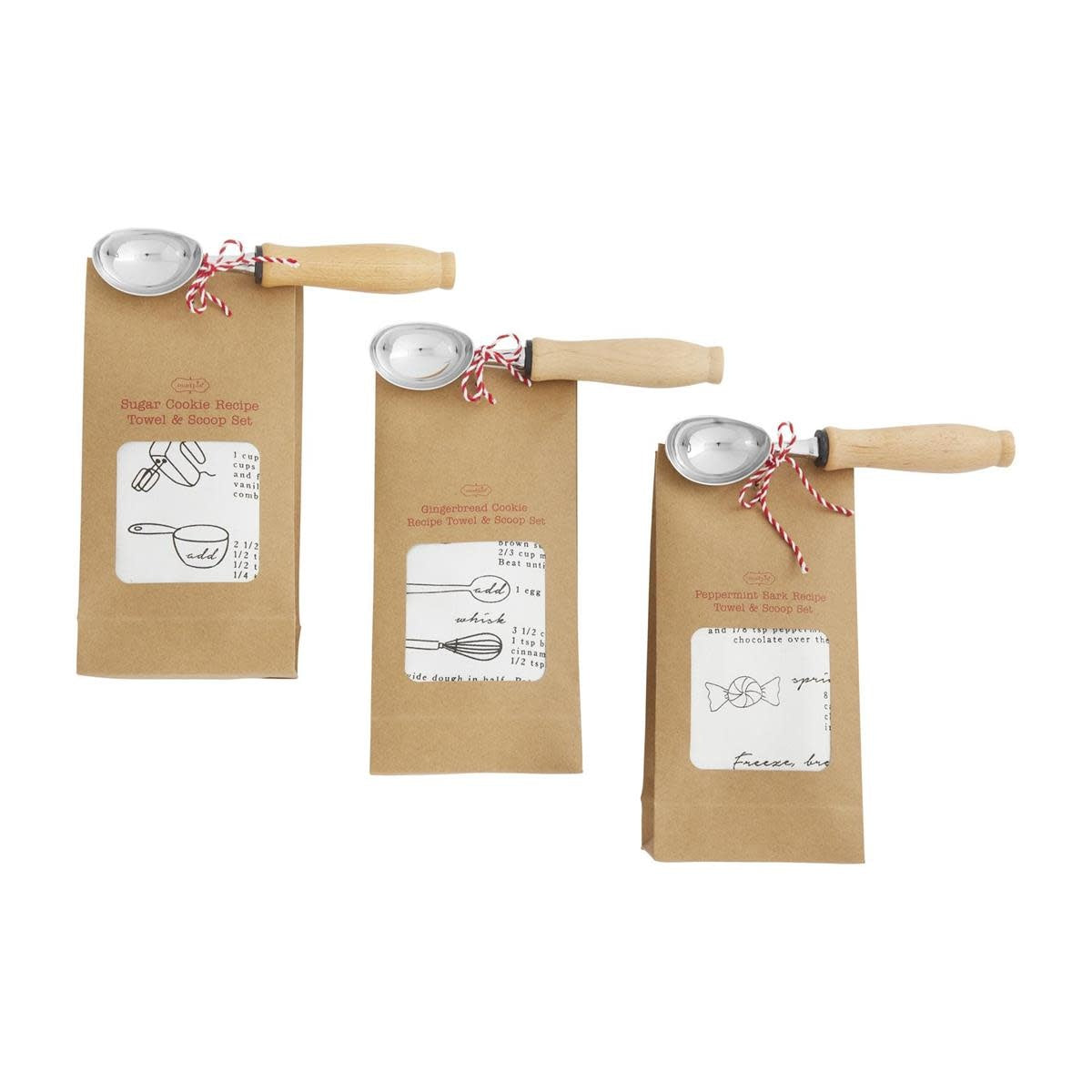 Cotton recipe towel set with Christmas sugar cookie print in kraft bag