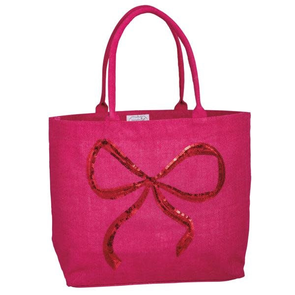 Holiday Sparkle Tote bag in sequin jute with cotton handles