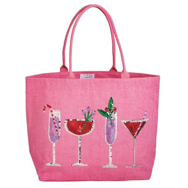 Holiday Sparkle Tote bag in sequin jute with cotton handles