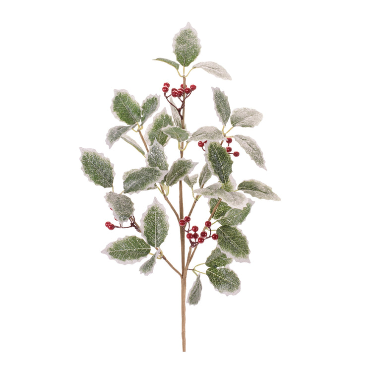Holly Spray artificial greenery decoration made of polyester with a natural leaf pattern.