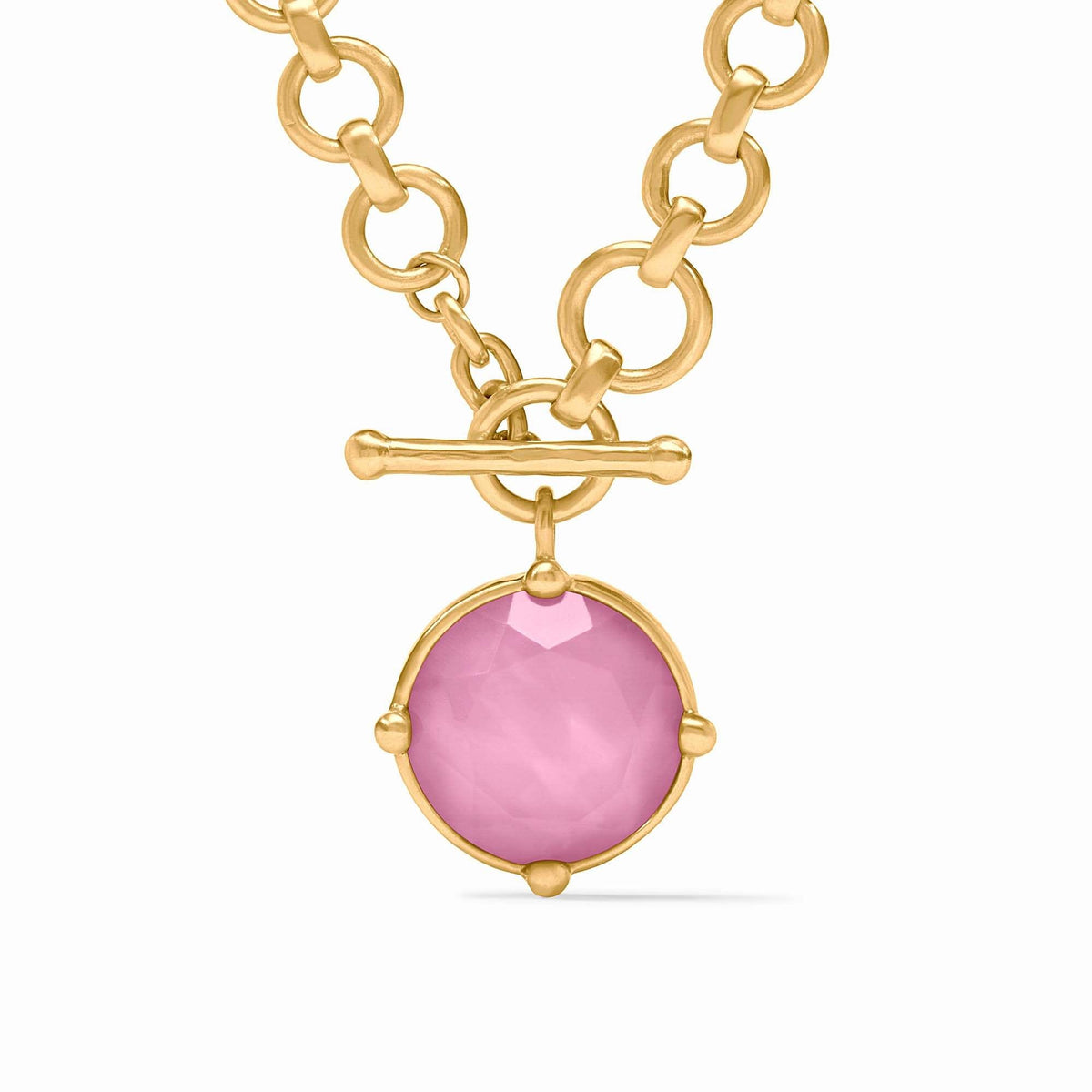 Adjustable Honeybee Demi Necklace featuring a rose-cut pink tourmaline stone with bead accents and a bas-relief bee.