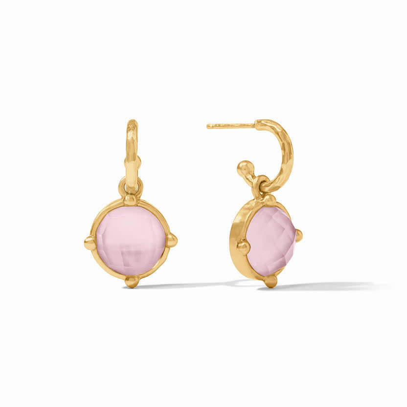 Iridescent rose gold honeybee hoop earring with charm detail