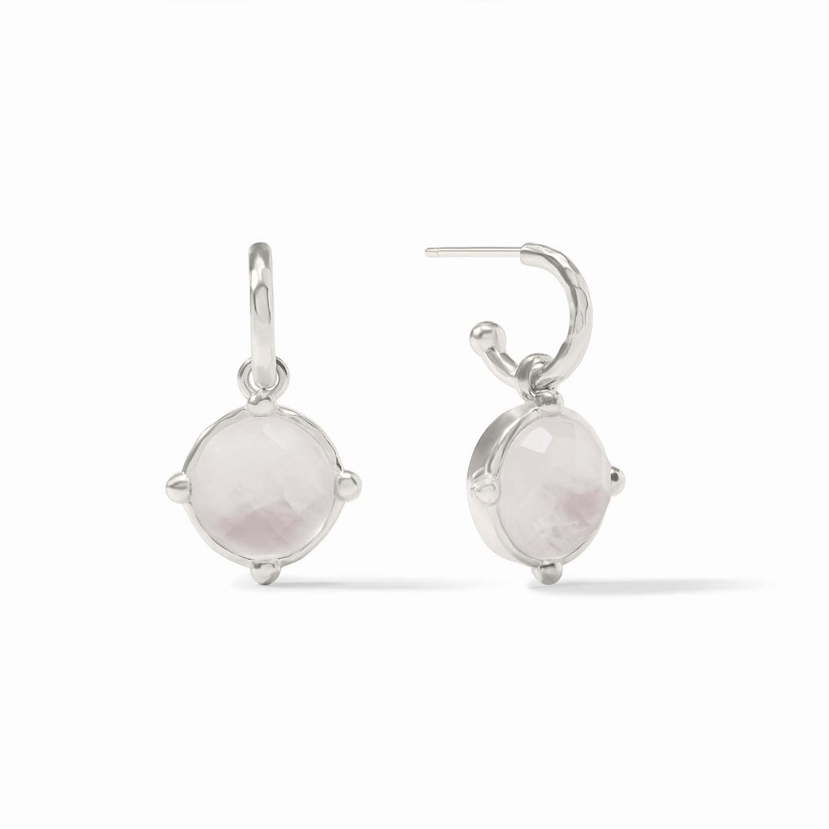 Silver iridescent honeybee hoop earring with charm detail
