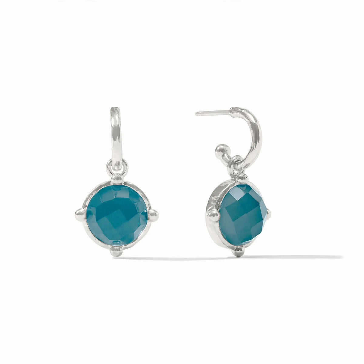Silver iridescent honeybee hoop earring with charm detail