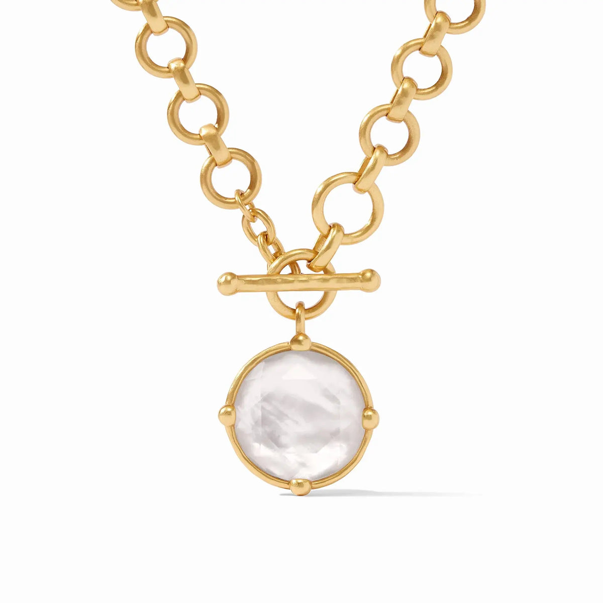 Adjustable honeybee demi necklace with rose cut stone beads in iridescent clear crystal.