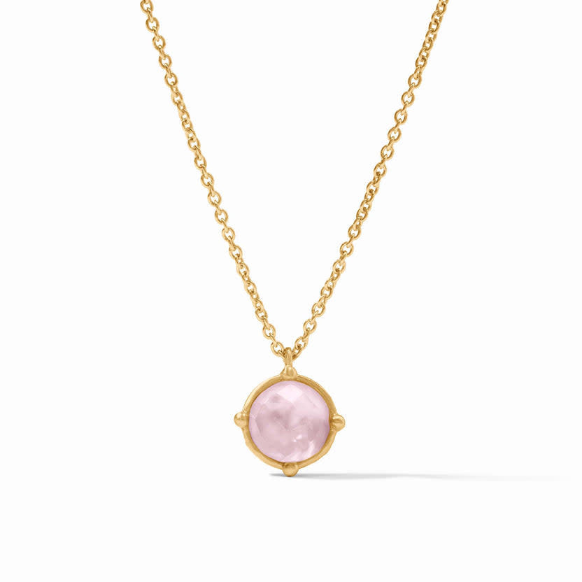 Iridescent rose gold honeybee solitaire necklace with four beads on an adjustable cable chain.