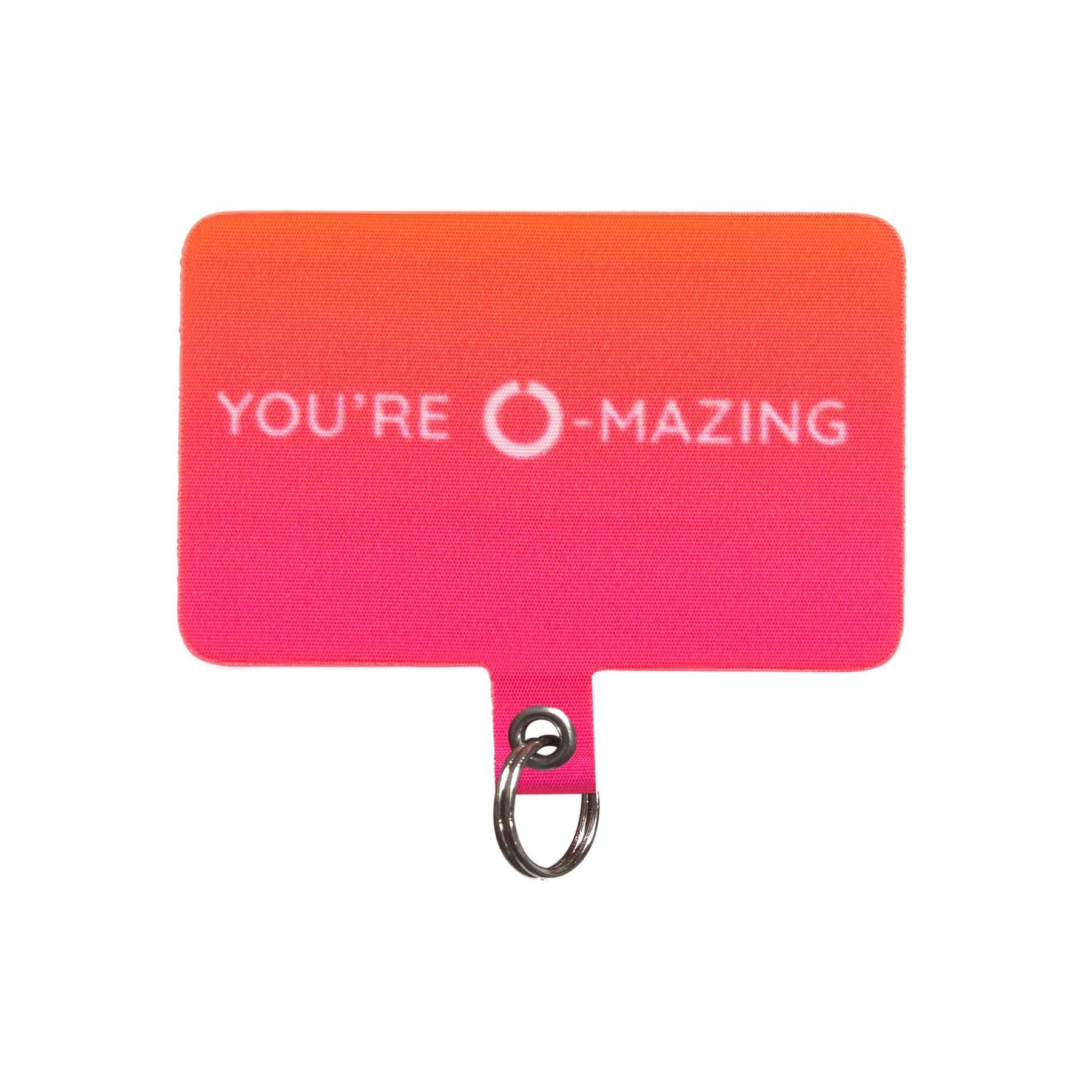 Pink to orange gradient phone case add-on with silver hardware clip