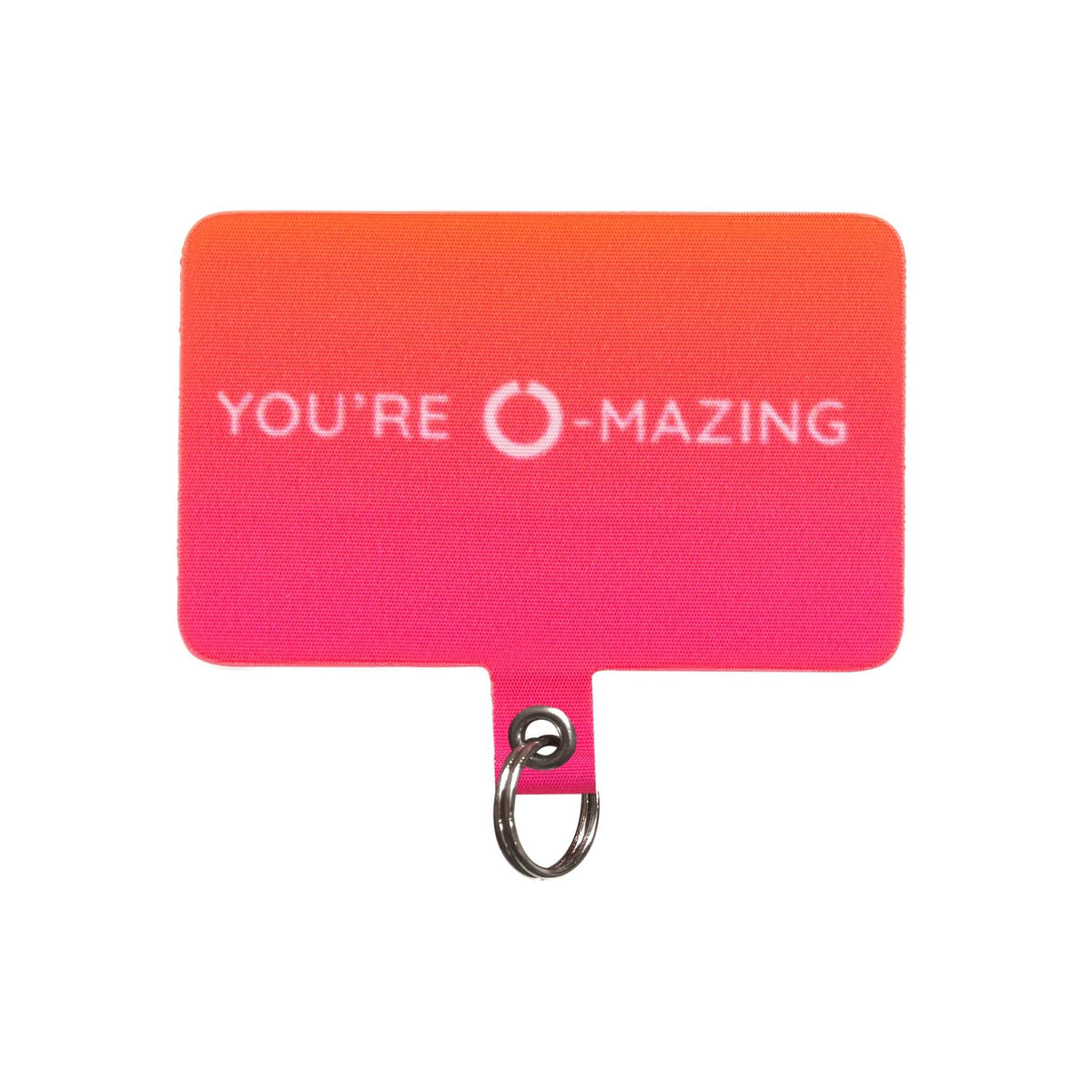 Pink to orange gradient phone case add-on with silver hardware clip