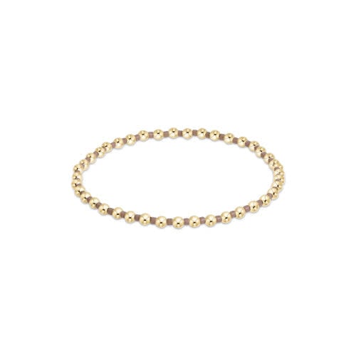 Hope Grateful bracelet featuring khaki seed beads with gold-filled accents on stretch elastic.