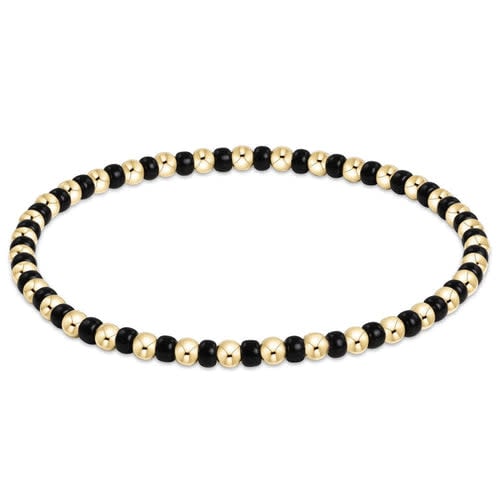 Hope Grateful bracelet featuring mixed 2mm seed beads in onyx with gold-filled accents.