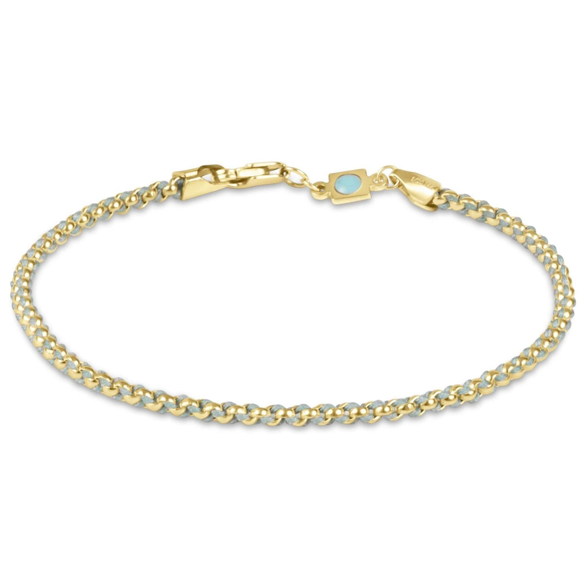 Hope Together bracelet featuring colored woven material with 14kt gold-filled wire and signature clasp.