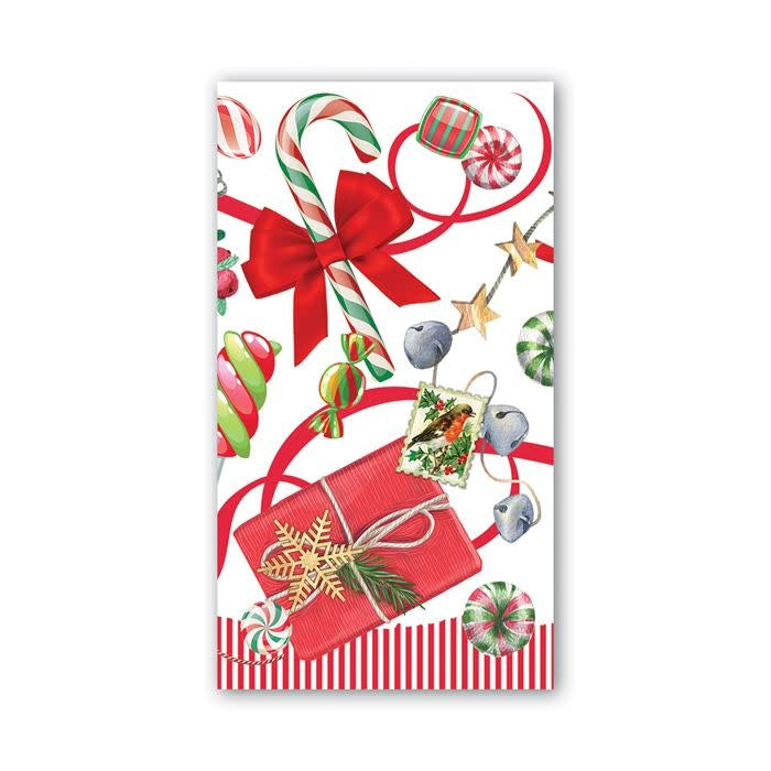 Pack of Hostess napkins with a peppermint leaf print pattern.