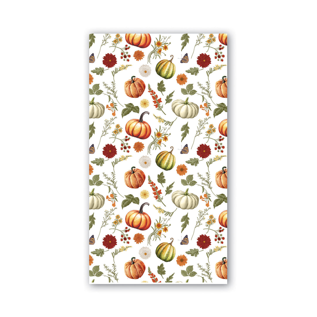 Packaged Hostess Napkins in Pumpkin Delight color with a seasonal pumpkin pattern.