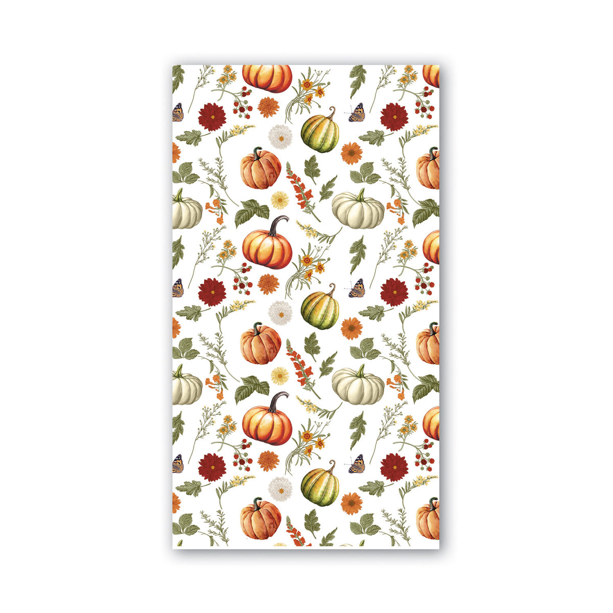Packaged Hostess Napkins in Pumpkin Delight color with a seasonal pumpkin pattern.