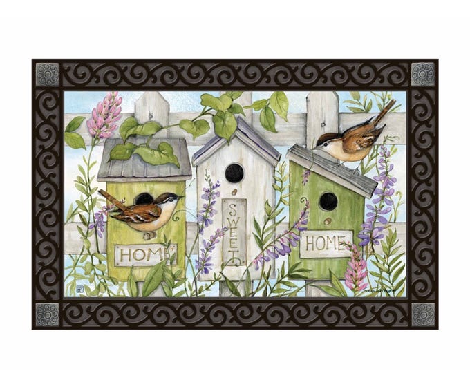 Rectangular recycled rubber doormat tray with non-slip backing.