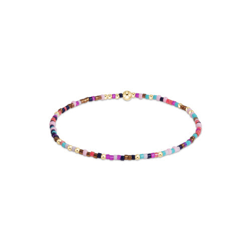 Hand-beaded Hope Unwritten bracelet with mixed seed beads in various colors on high-performance elastic.
