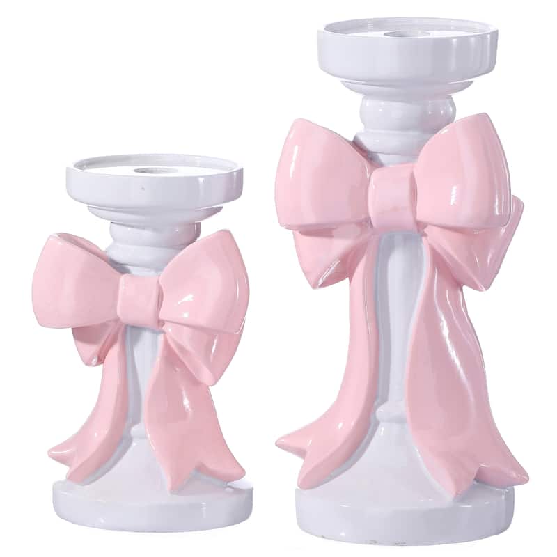 Resin bowtie candle holder with tapered taper candle slot