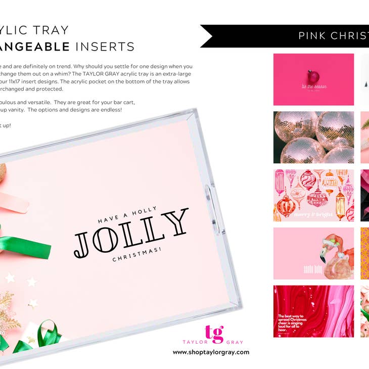 Pink Christmas insert set featuring festive holiday patterns on a decorative display.
