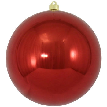 Black commercial-grade case holding a large gold spherical ornament.