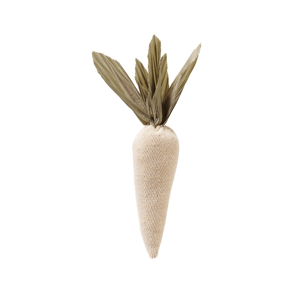 Easter fabric carrot measuring two inches wide by ten inches tall with a festive pattern.