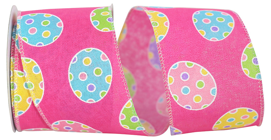 Pink wired-edge ribbon with a subtle texture, sold in 2-1/2 inch width.