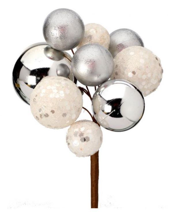 8-inch floral pick with mixed sequin balls in various colors and sizes.