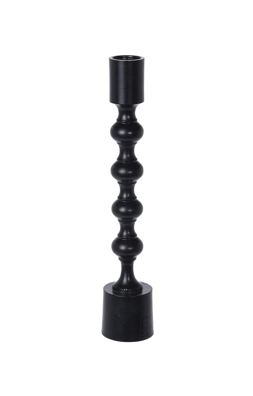 Tall clear glass candle holder with contemporary cylindrical shape