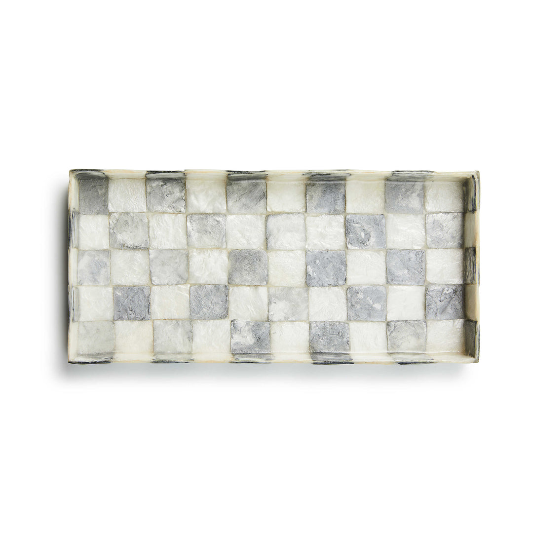 Sterling Check Capiz Vanity Tray
