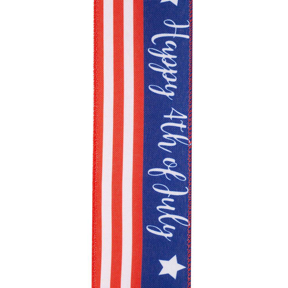 Flag Continuous Happy 4th Liner with wired edge in polyester fabric