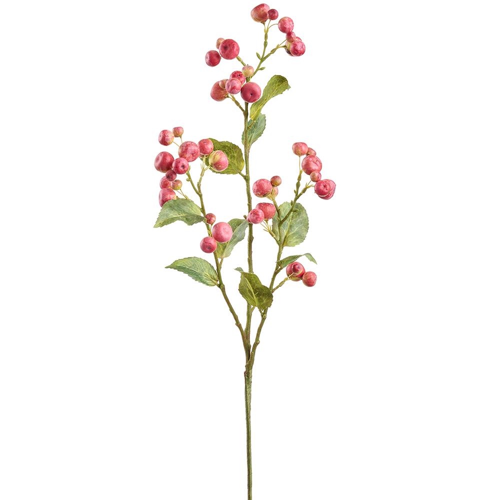30.5-inch crabapple spray decoration with red polyester petals on a wire frame.
