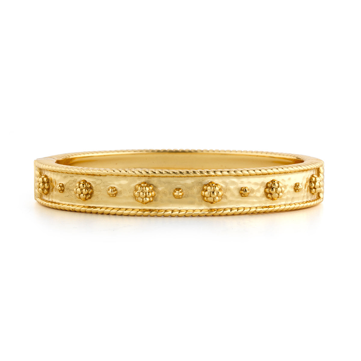 Gold hinged bangle bracelet with classic berry stone accent