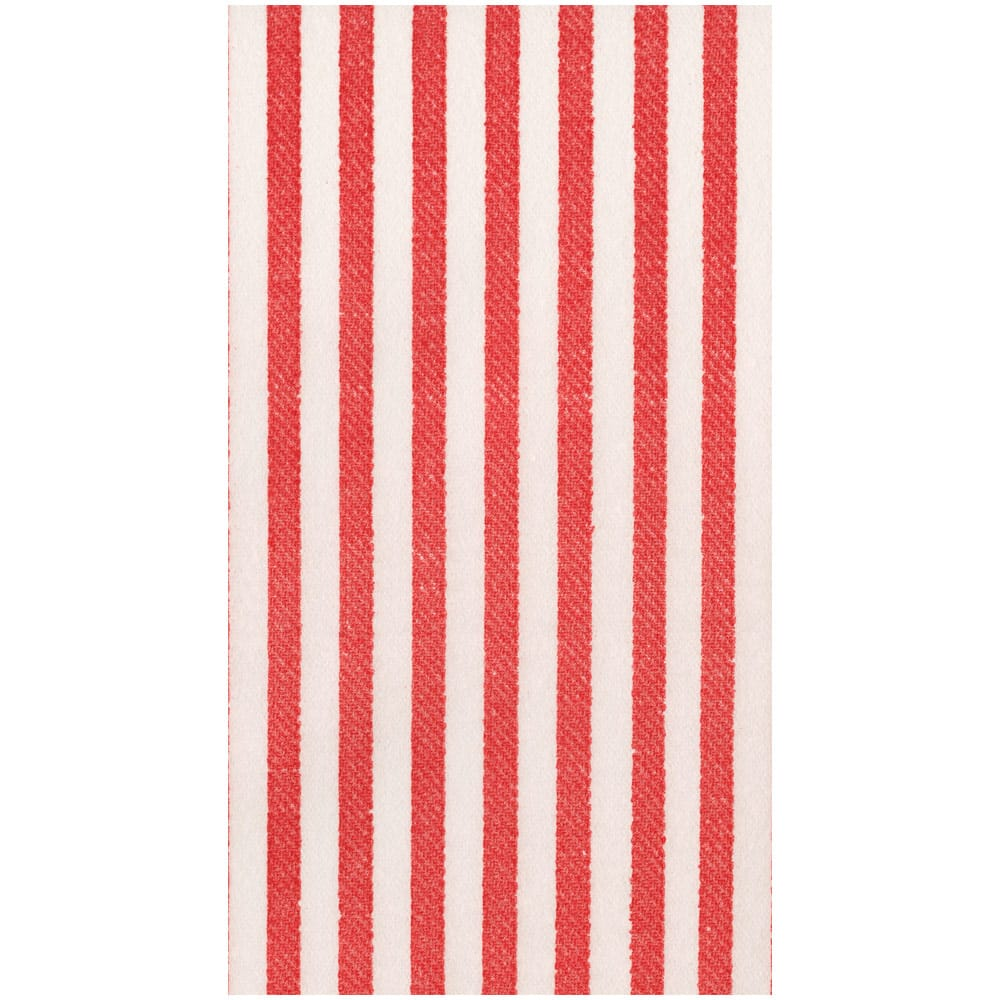 Melograno Stripe Red Paper Linen Guest Towels featuring vertical red and white stripes.