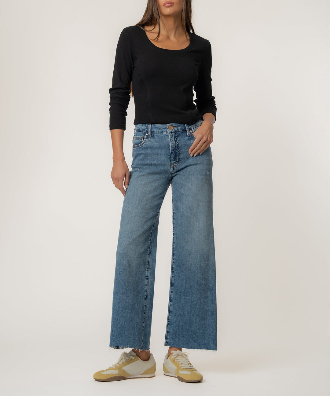 Meg High Rise Fab Ab Wide Leg Raw Hem