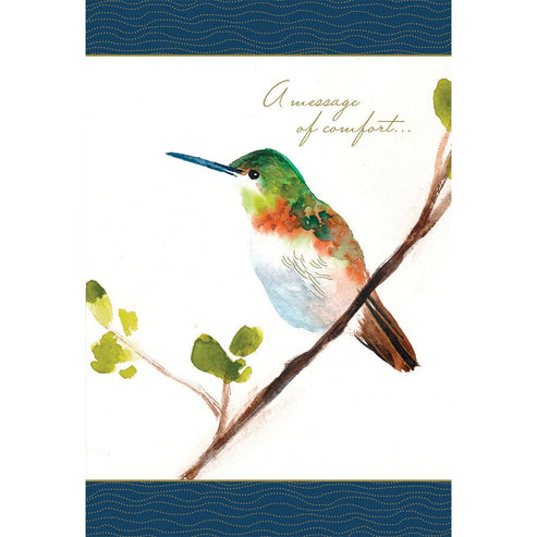 Hummingbird large get well card with foil glitter refinements
