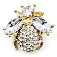 Pave and Rhinestone Bee Hoop Earrings