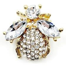 Pave and Rhinestone Bee Hoop Earrings