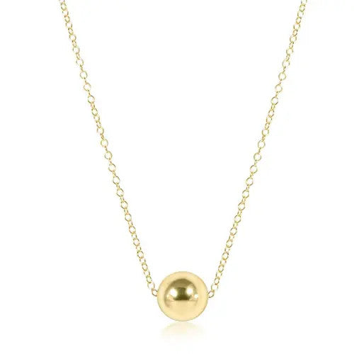 16-inch 14kt gold-filled chain necklace featuring a single 8mm gold bead pendant.