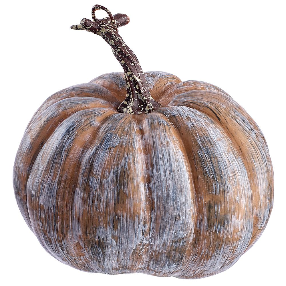 Artificial pumpkin with realistic texture in warm orange hue.