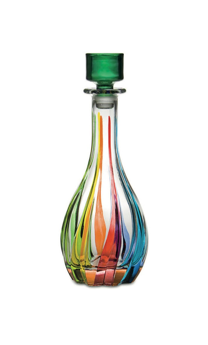 Trix wine decanter in clear glass with a wide bowl tapering to a narrow base.