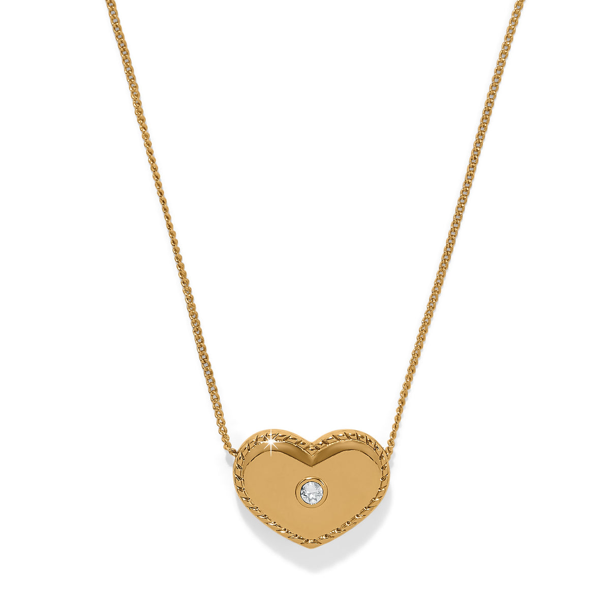 Illumina Celeste Heart Bold Necklace in gold plated finish with a central crystal on a fine chain.