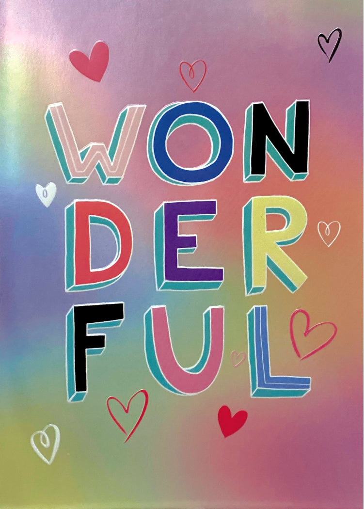 Bold Wonderful Friendship Card featuring a colorful abstract watercolor splash on white cardstock.